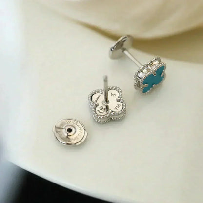[Triumph Jewelry]CLOVER MINI 9.5MM ONYX STUD EARRINGS SILVER