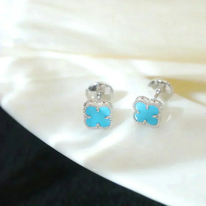 [Triumph Jewelry]CLOVER MINI 9.5MM ONYX STUD EARRINGS SILVER