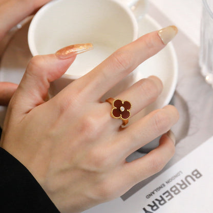 [Triumph Jewelry]CLOVER CARNELIAN RING ROSE GOLD DIAMOND