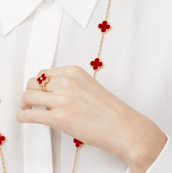 [Triumph Jewelry]CLOVER CARNELIAN RING ROSE GOLD DIAMOND