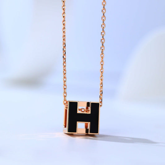 [Triumph Jewelry]H CAGE PINK GOLD NECKLACE