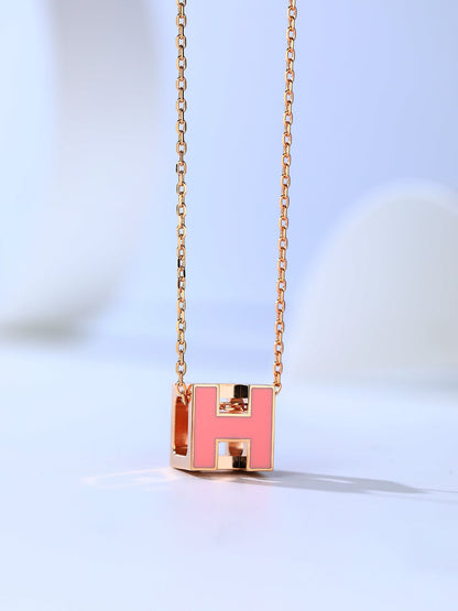 [Triumph Jewelry]H CAGE PINK GOLD NECKLACE