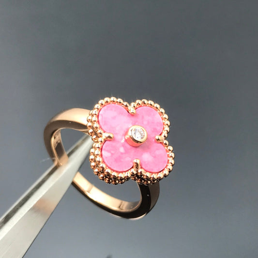 [Triumph Jewelry]CLOVER RHODONITE ROSE GOLD RING