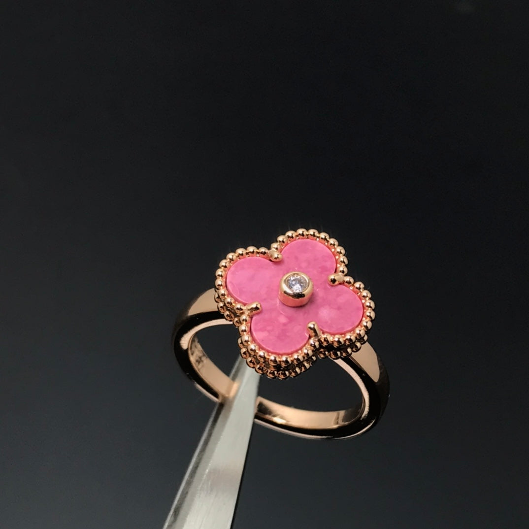 [Triumph Jewelry]CLOVER RHODONITE ROSE GOLD RING