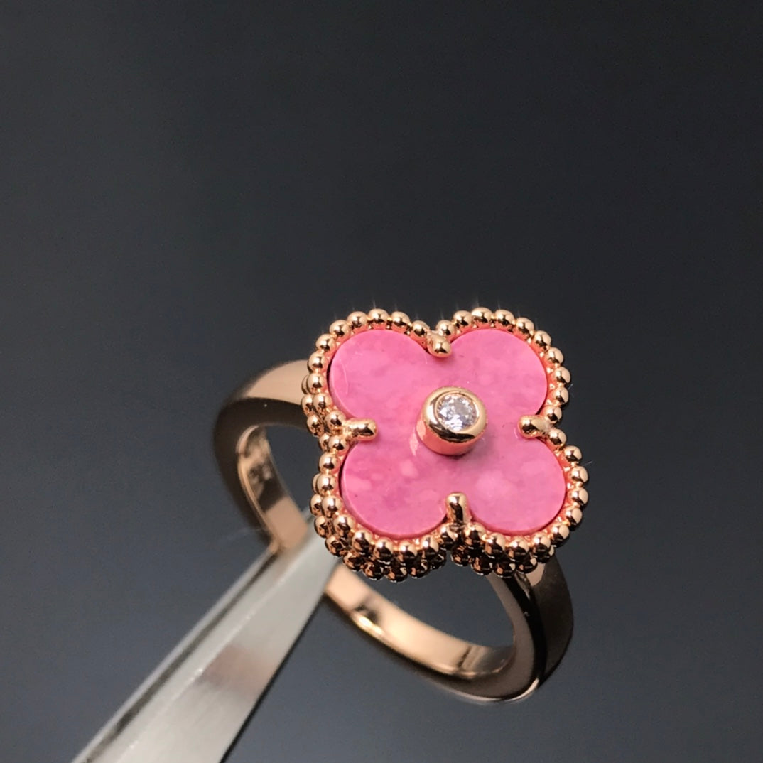 [Triumph Jewelry]CLOVER RHODONITE ROSE GOLD RING