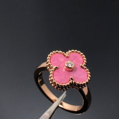 [Triumph Jewelry]CLOVER RHODONITE ROSE GOLD RING