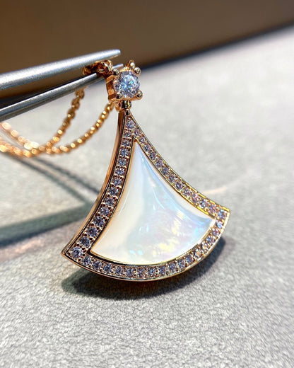 [Triumph Jewelry]DREAM MOP DIAMOND PAVED PINK GOLD NECKLACE