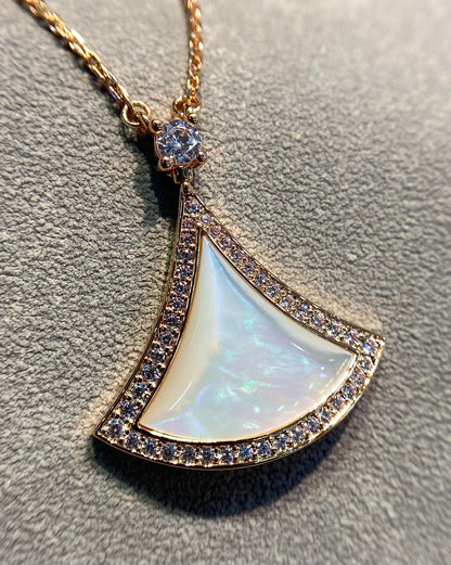 [Triumph Jewelry]DREAM MOP DIAMOND PAVED PINK GOLD NECKLACE