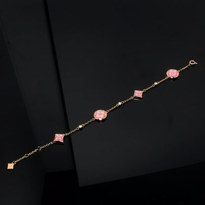 [Triumph Jewelry]STAR AND SUN 4 MOTIF PINK MOP PINK GOLD BRACELET