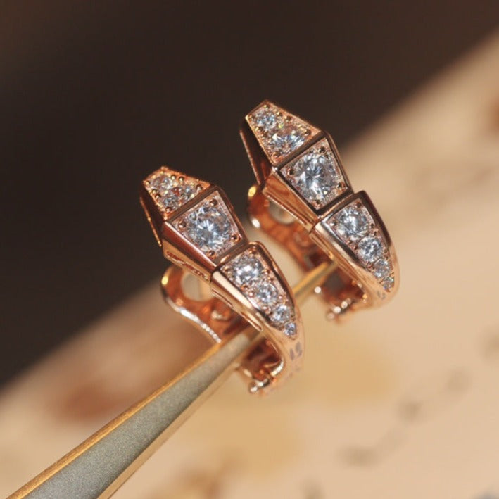 [Triumph Jewelry]SERPENT PINK GOLD DIAMOND EARRINGS