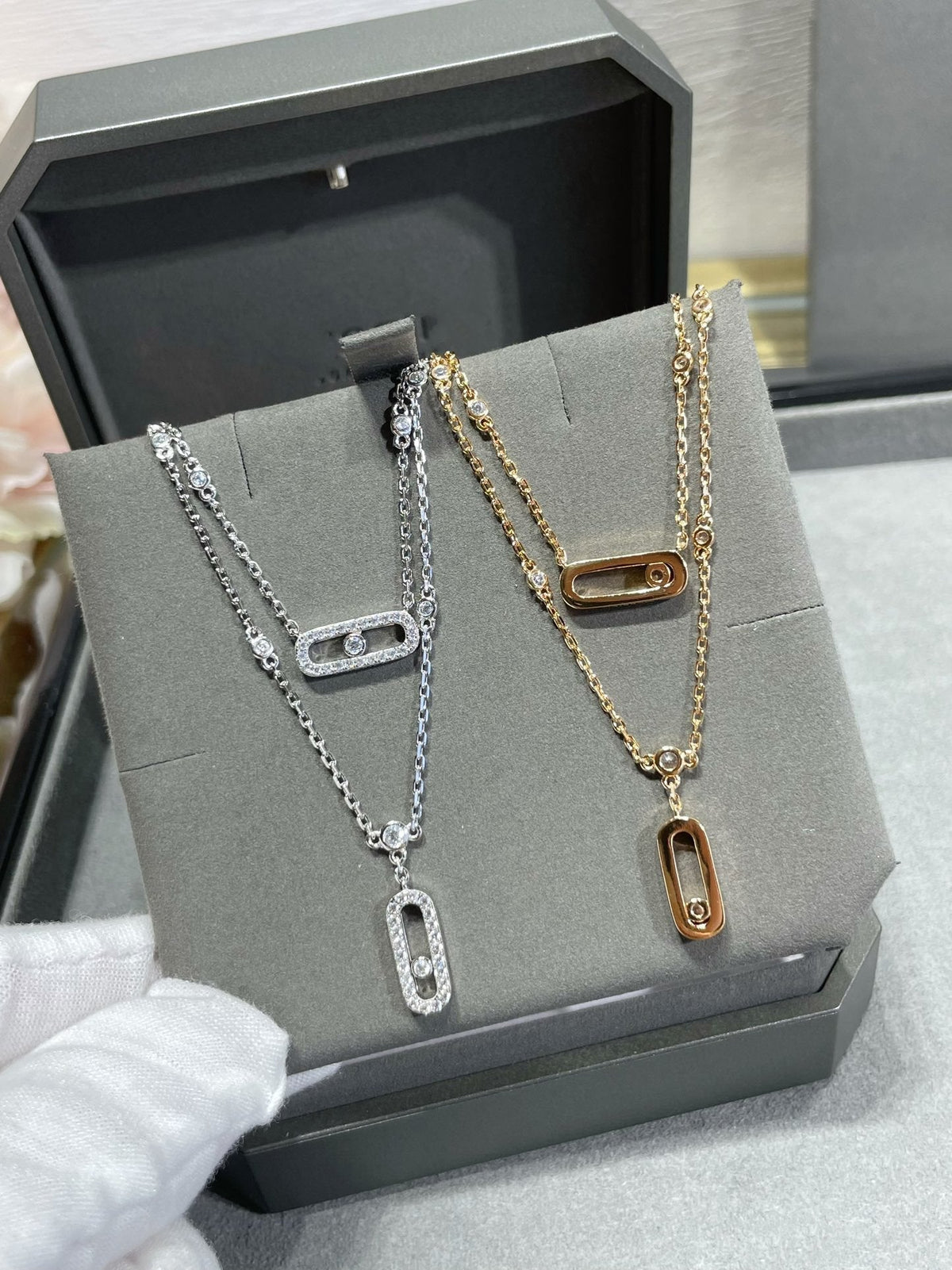 [Triumph Jewelry]MOVE 2 ROW DIAMOND NECKLACE