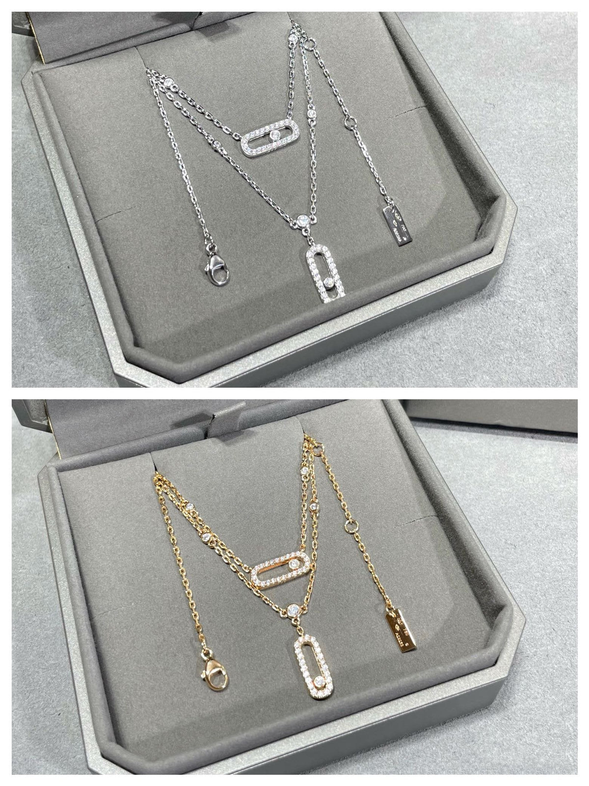 [Triumph Jewelry]MOVE 2 ROW DIAMOND NECKLACE