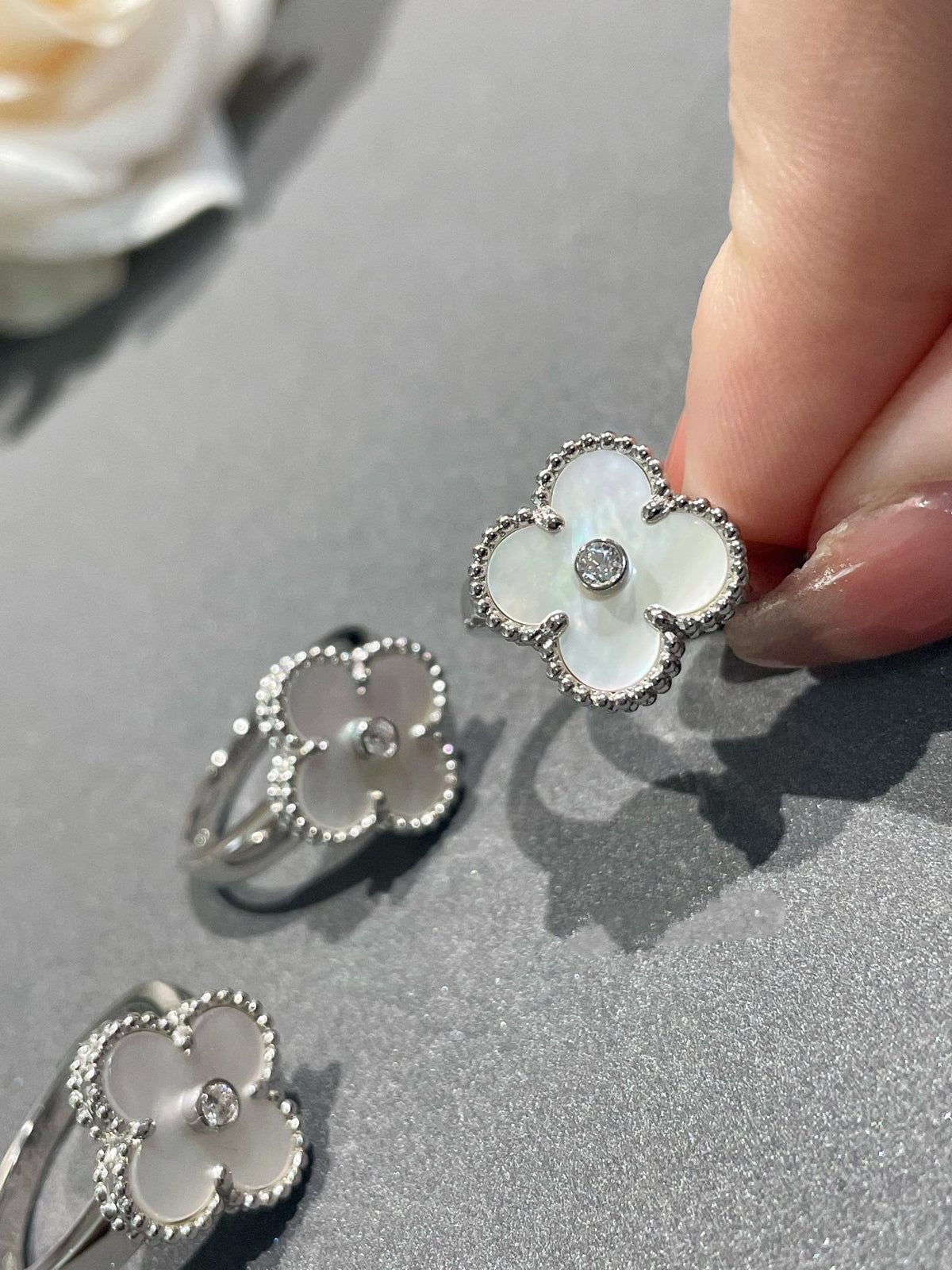 [Triumph Jewelry]CLOVER SILVER MOP DIAMOND RING