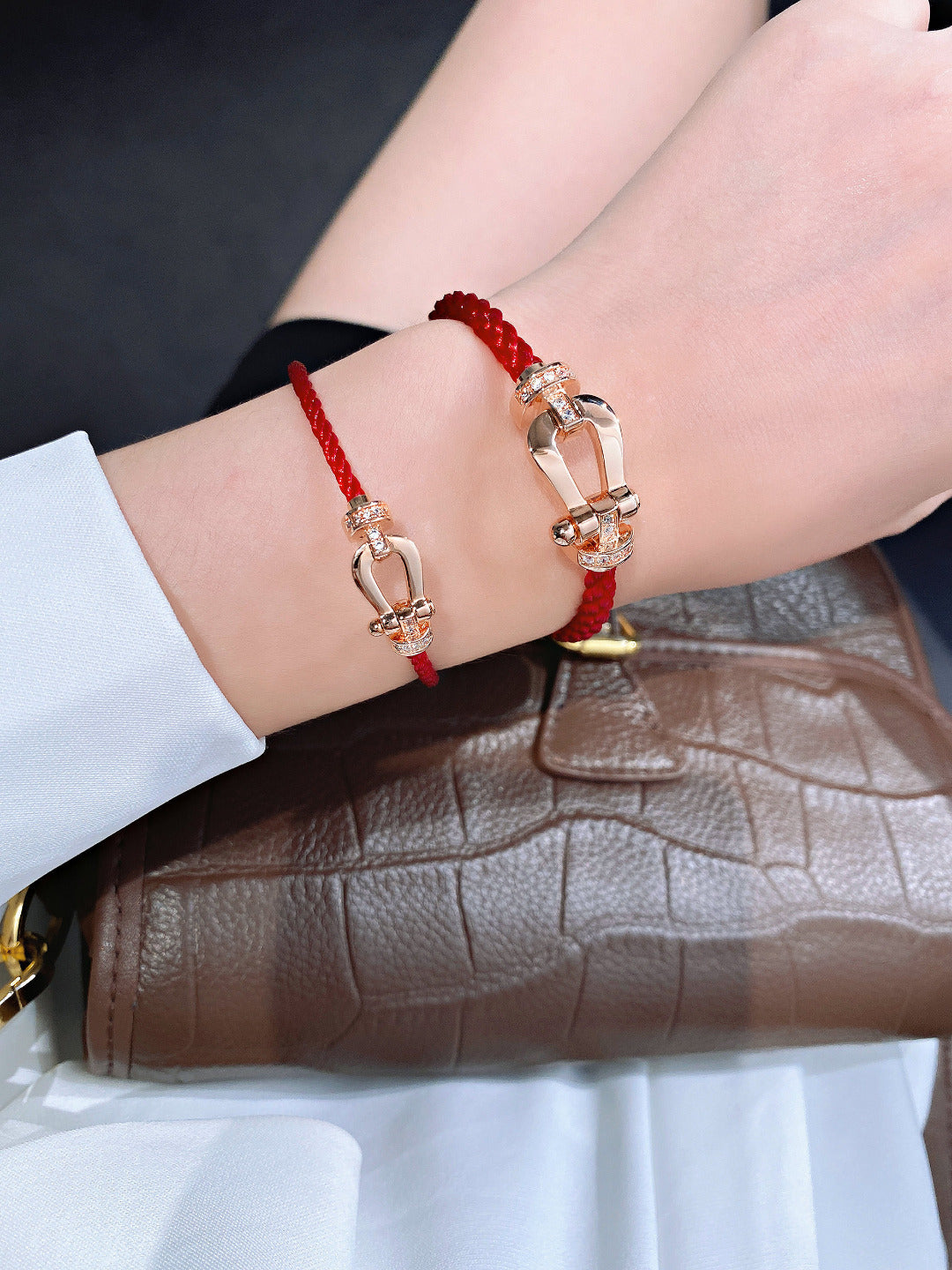 [Triumph Jewelry]FORCE 10 HALF DIAMOND PINK GOLD RED CORDERI LARGE AND MEDIUM MODEL