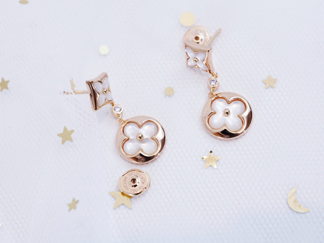 [Triumph Jewelry]STAR AND SUN PINK GOLD MOP DROP EARRINGS