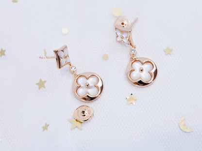 [Triumph Jewelry]STAR AND SUN PINK GOLD MOP DROP EARRINGS