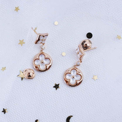 [Triumph Jewelry]STAR AND SUN PINK GOLD MOP DROP EARRINGS