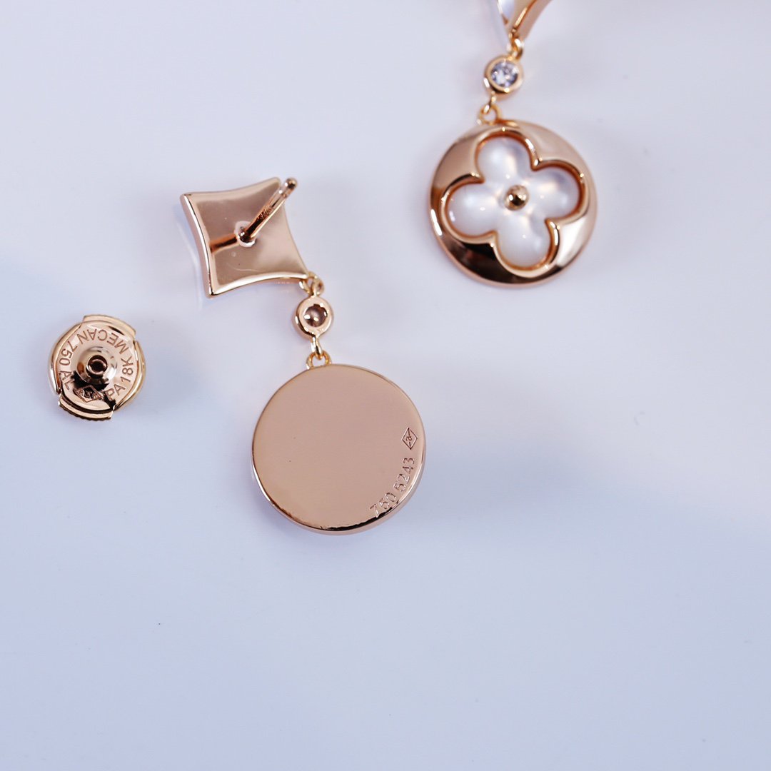 [Triumph Jewelry]STAR AND SUN PINK GOLD MOP DROP EARRINGS