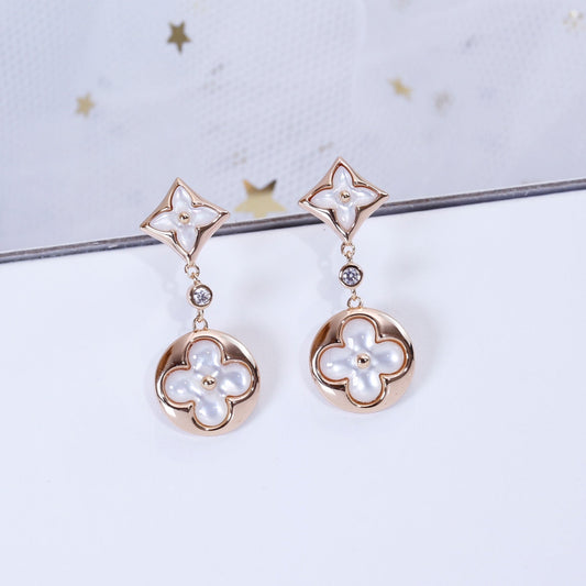 [Triumph Jewelry]STAR AND SUN PINK GOLD MOP DROP EARRINGS