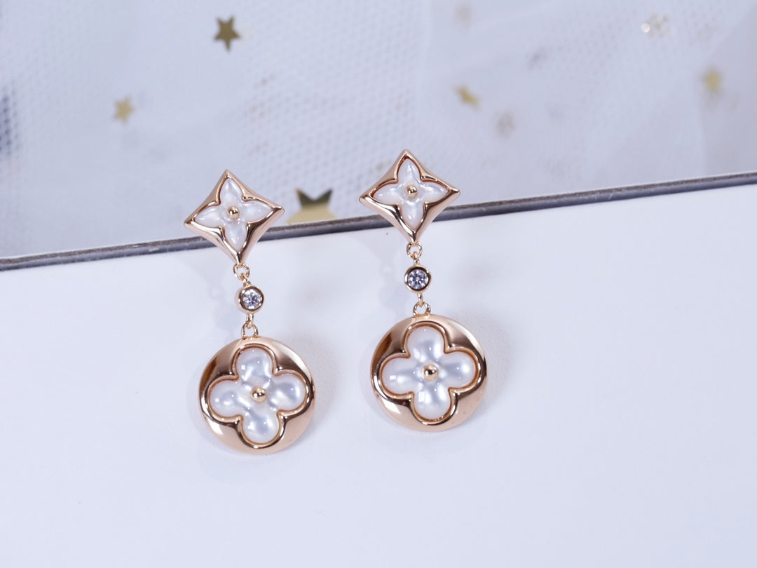 [Triumph Jewelry]STAR AND SUN PINK GOLD MOP DROP EARRINGS