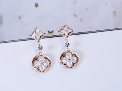 [Triumph Jewelry]STAR AND SUN PINK GOLD MOP DROP EARRINGS