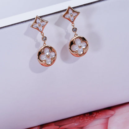 [Triumph Jewelry]STAR AND SUN PINK GOLD MOP DROP EARRINGS