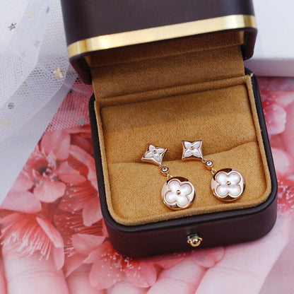 [Triumph Jewelry]STAR AND SUN PINK GOLD MOP DROP EARRINGS