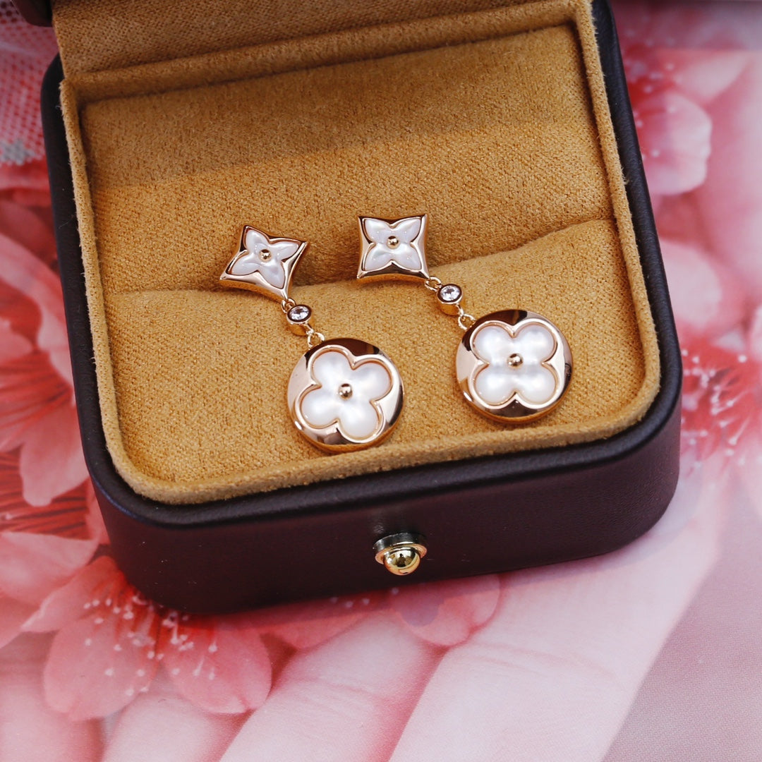 [Triumph Jewelry]STAR AND SUN PINK GOLD MOP DROP EARRINGS