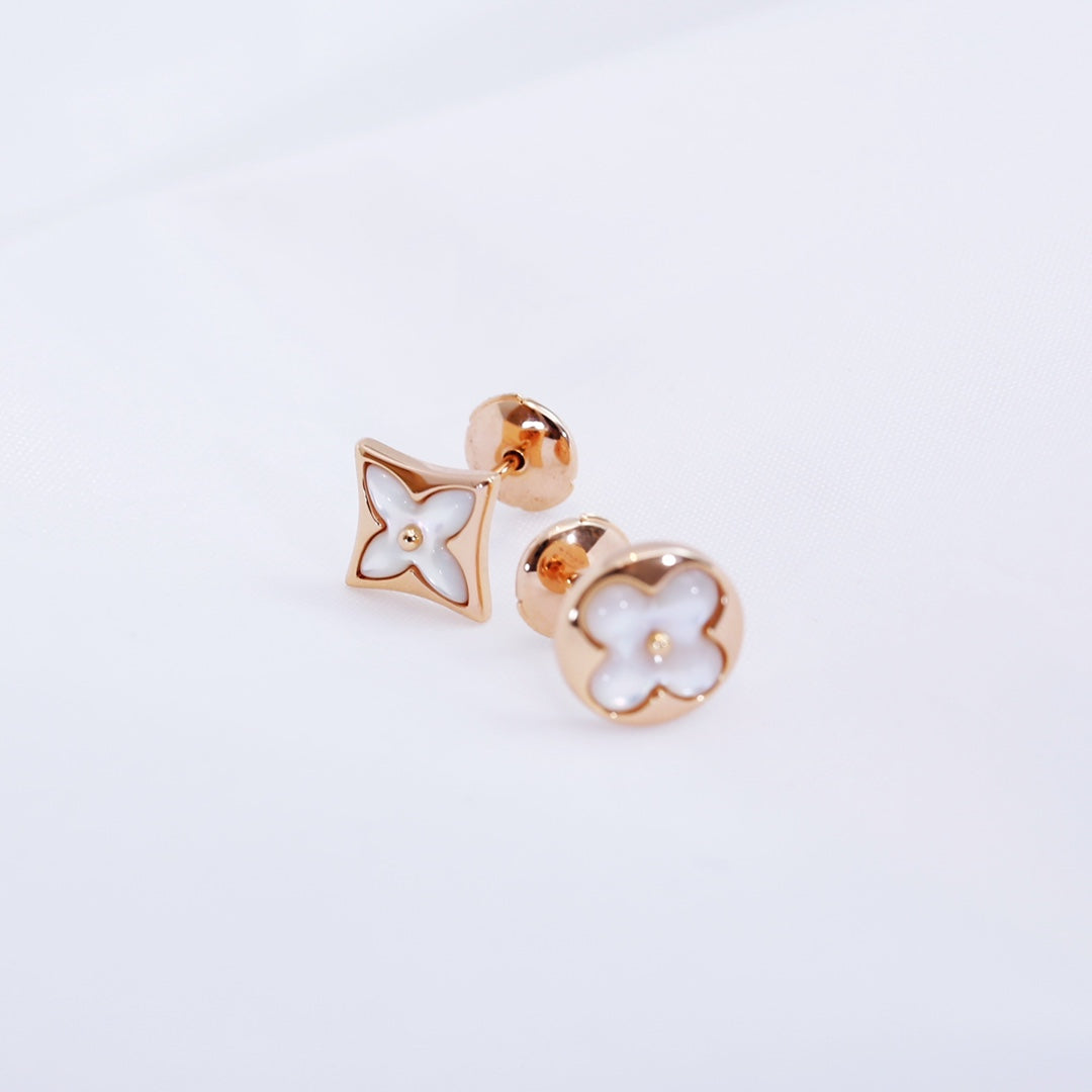 [Triumph Jewelry]STAR AND SUN PINK GOLD MOP STUD EARRINGS