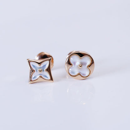 [Triumph Jewelry]STAR AND SUN PINK GOLD MOP STUD EARRINGS