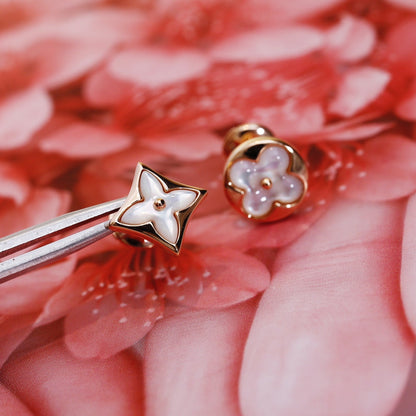 [Triumph Jewelry]STAR AND SUN PINK GOLD MOP STUD EARRINGS