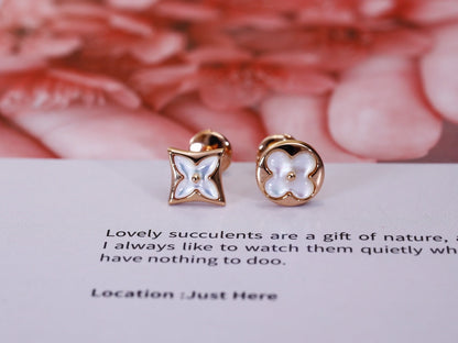 [Triumph Jewelry]STAR AND SUN PINK GOLD MOP STUD EARRINGS