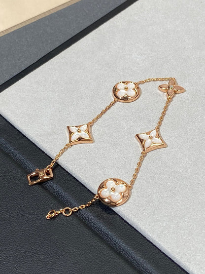 [Triumph Jewelry]STAR AND SUN 5 MOTIF MOP PINK GOLD BRACELET