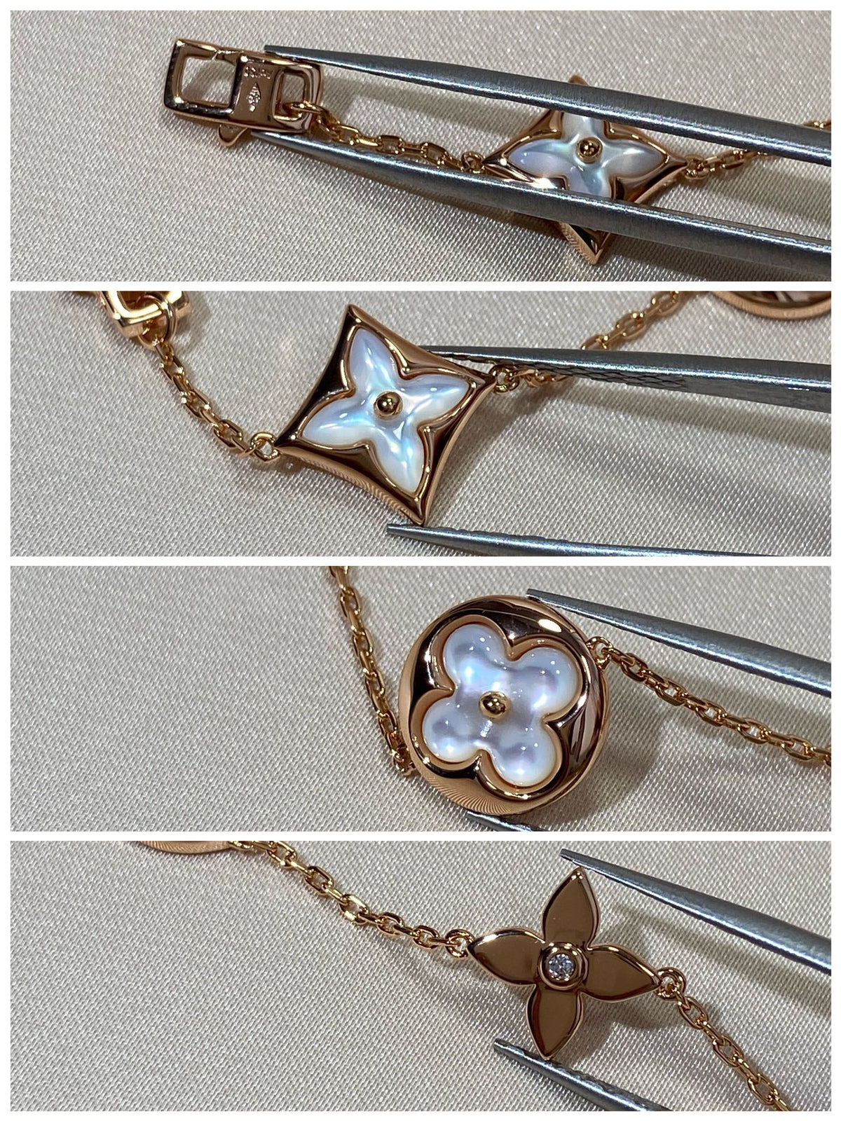 [Triumph Jewelry]STAR AND SUN 5 MOTIF MOP PINK GOLD BRACELET