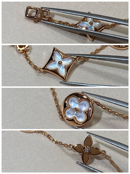 [Triumph Jewelry]STAR AND SUN 5 MOTIF MOP PINK GOLD BRACELET