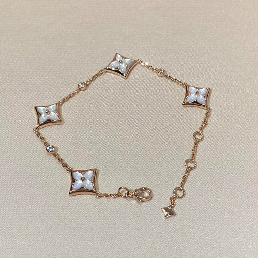 [Triumph Jewelry]STAR 4 MOTIF MOP DIAMOND PINK GOLD BRACELET