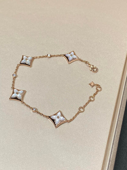[Triumph Jewelry]STAR 4 MOTIF MOP DIAMOND PINK GOLD BRACELET