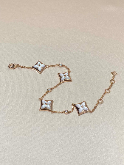 [Triumph Jewelry]STAR 4 MOTIF MOP DIAMOND PINK GOLD BRACELET