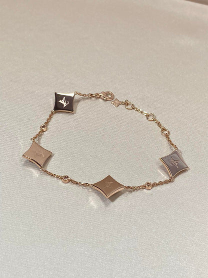 [Triumph Jewelry]STAR 4 MOTIF MOP DIAMOND PINK GOLD BRACELET