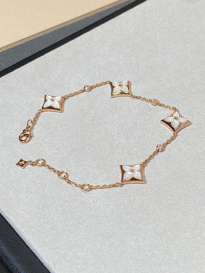 [Triumph Jewelry]STAR 4 MOTIF MOP DIAMOND PINK GOLD BRACELET