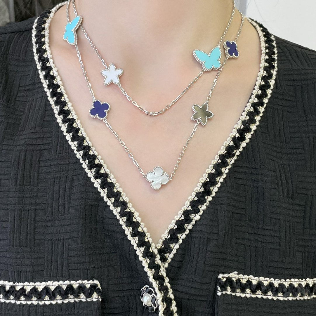 [Triumph Jewelry]LUCKY CLOVER SILVER 11 MOTIF NECKLACE
