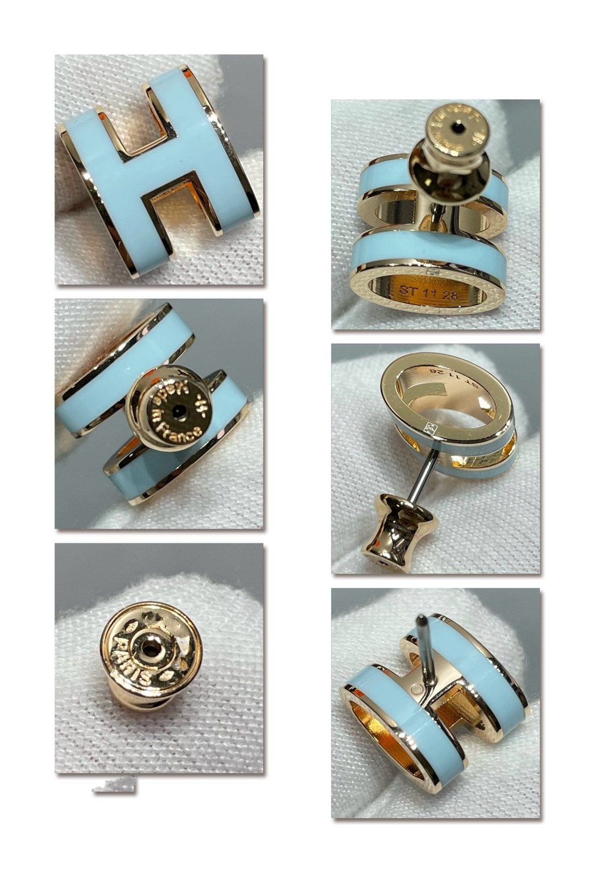[Triumph Jewelry]POP H SKY BLUE STUD EARRINGS