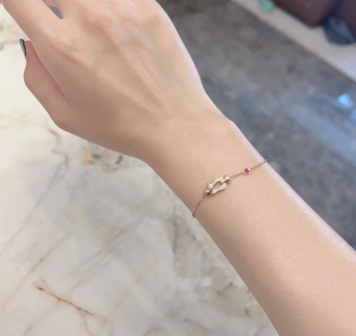 [Triumph Jewelry]FORCE 10 DIAMOND CHAIN LINK PINK GOLD BRACELET
