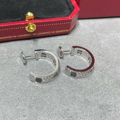 [Triumph Jewelry]LOVE CERAMIC DIAMOND PAVED SILVER EARRINGS