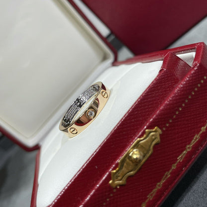 [Triumph Jewelry]LOVE PINK GOLD SILVER DIAMOND DOUBLE RING