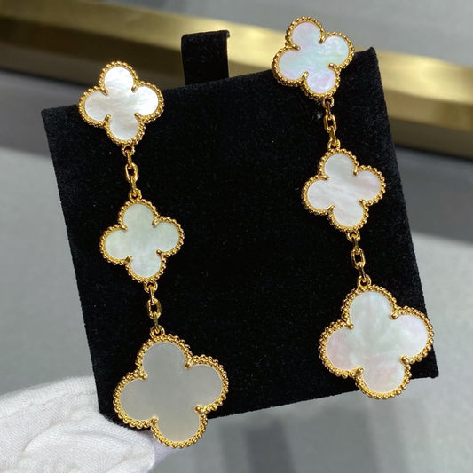 [Triumph Jewelry]CLOVER MOP 3 MOTIFS GOLD EARRINGS