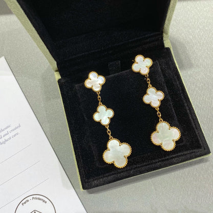 [Triumph Jewelry]CLOVER MOP 3 MOTIFS GOLD EARRINGS
