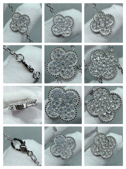 [Triumph Jewelry]CLOVER 6 MOTIF DIAMOND PAVED NECKLACE