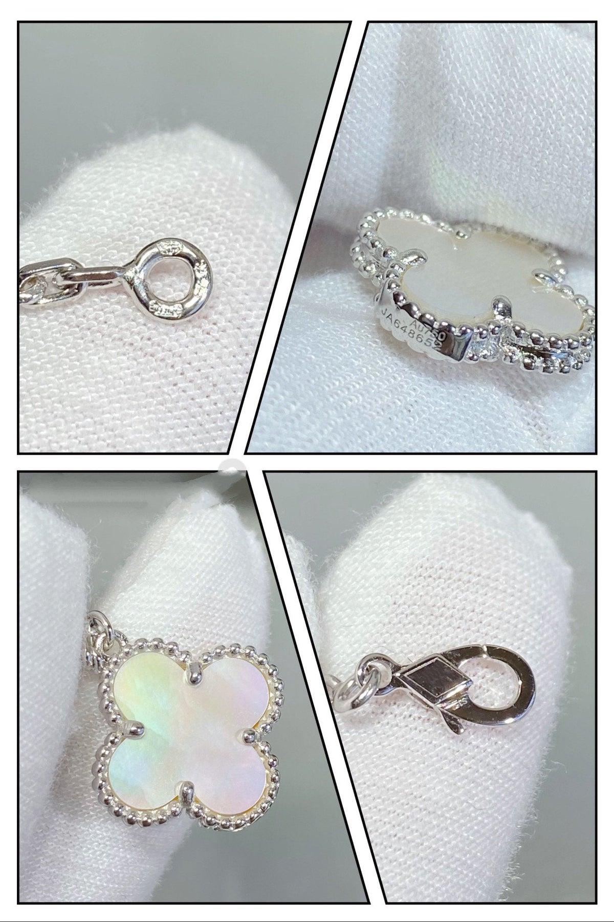 [Triumph Jewelry]CLOVER 5 MOTIF WHITE MOP SILVER BRACELET