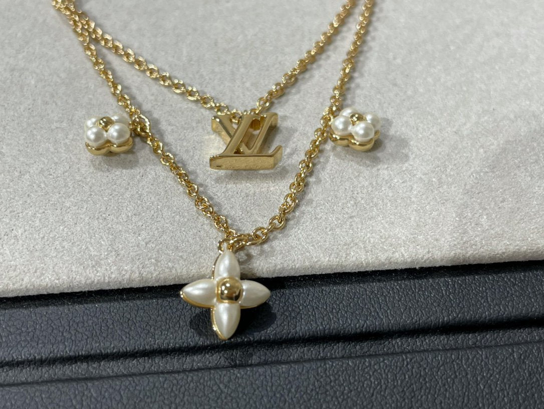 [Triumph Jewelry]FLOWERGRAM GOLD MOP DOUBLE ROW NECKLACE